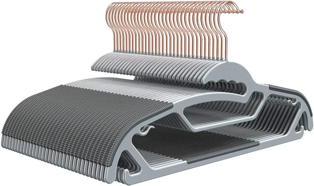 50-Pack Slim S-Shaped Plastic Hangers with Non-Slip Grips